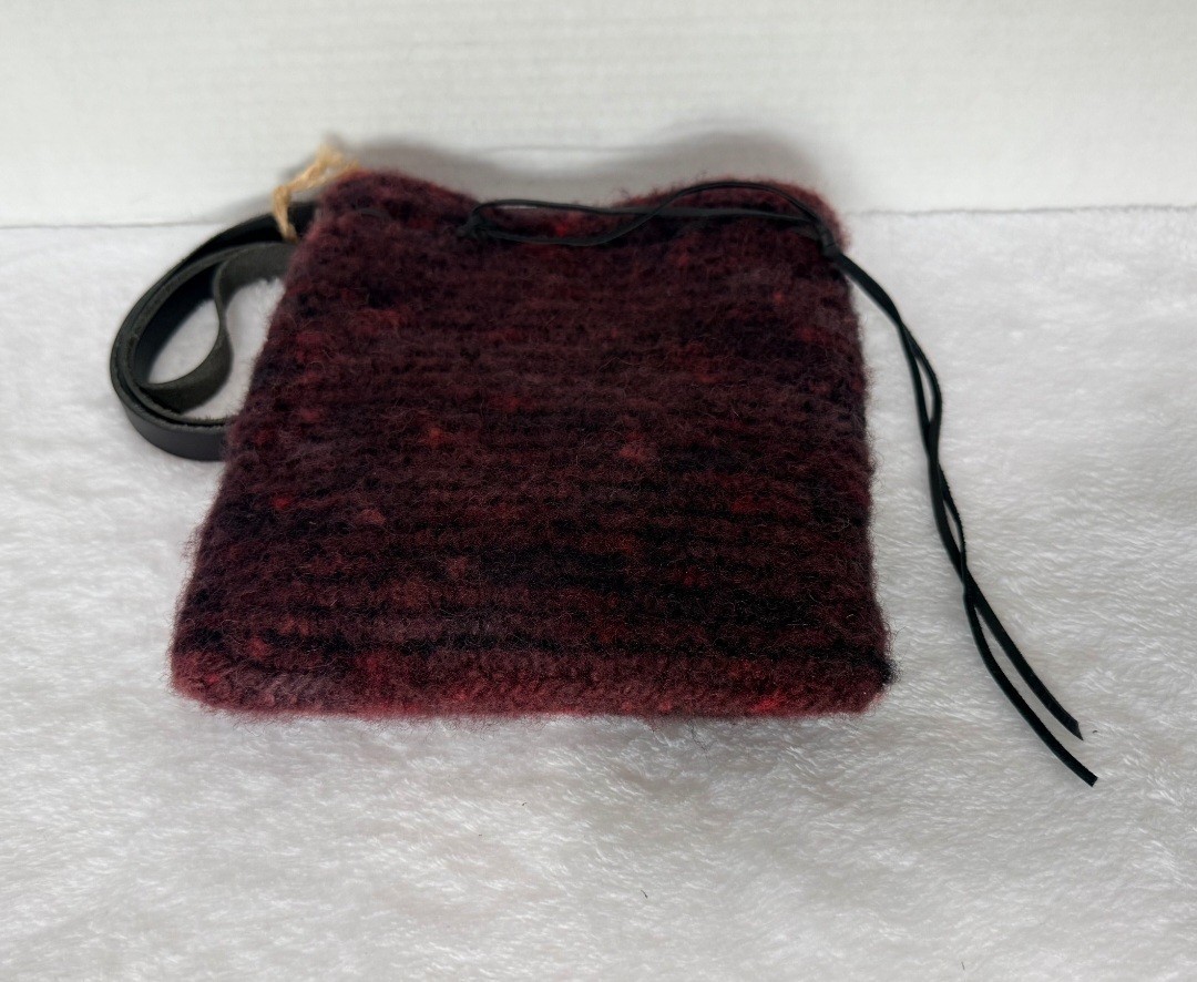 Happy Fleece 100% Wool Plum Leather Crossbody Handbag