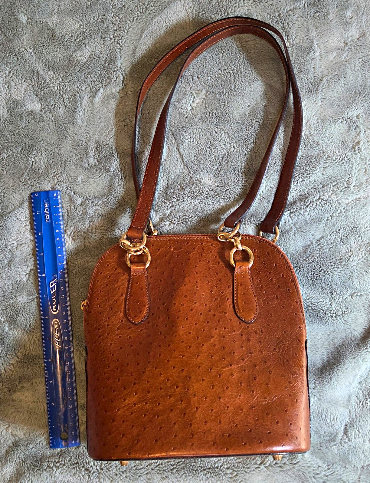 Vintage Harrods Knightsbridge Italian Leather Dome Satchel