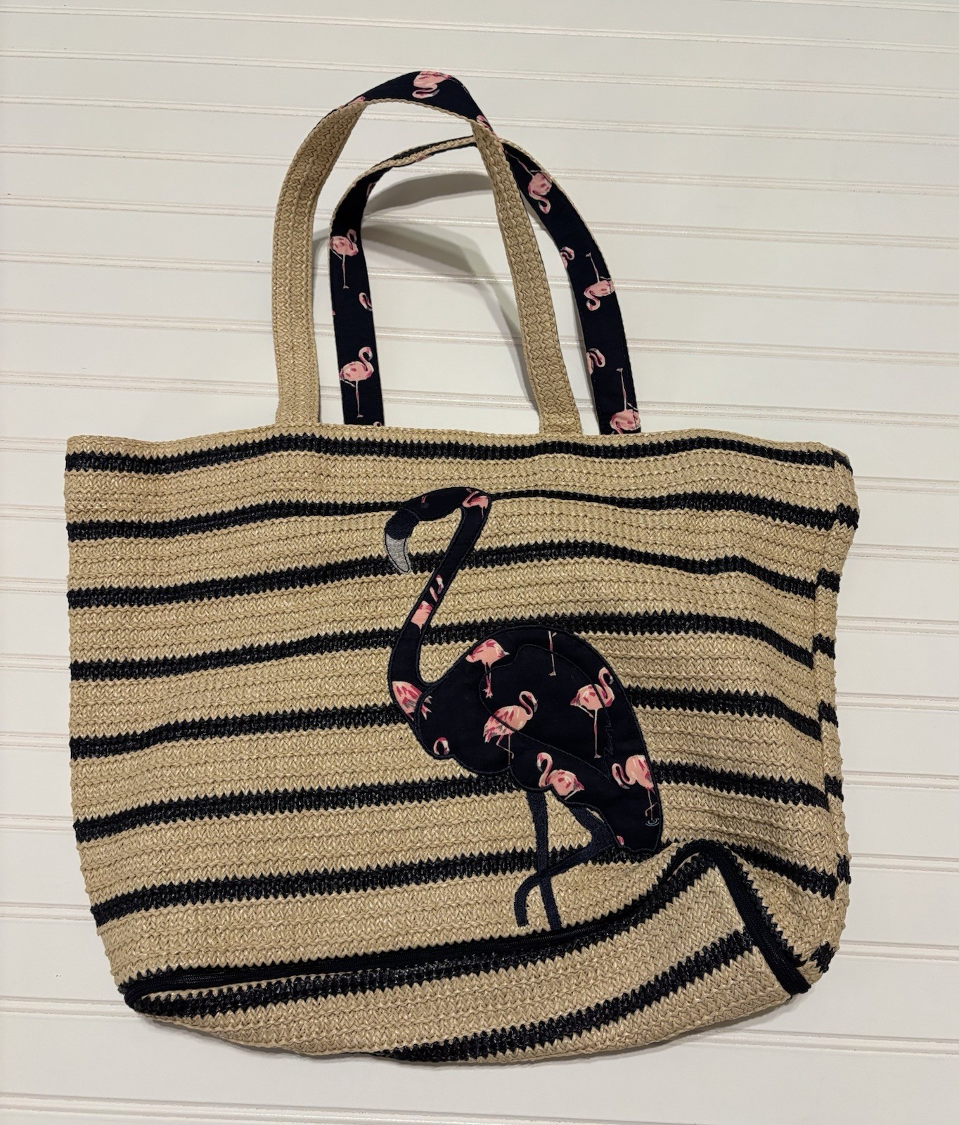 Vera Bradley Flamingo Fiesta Seashore Beach Bag NWT Straw Tote Retired RARE!