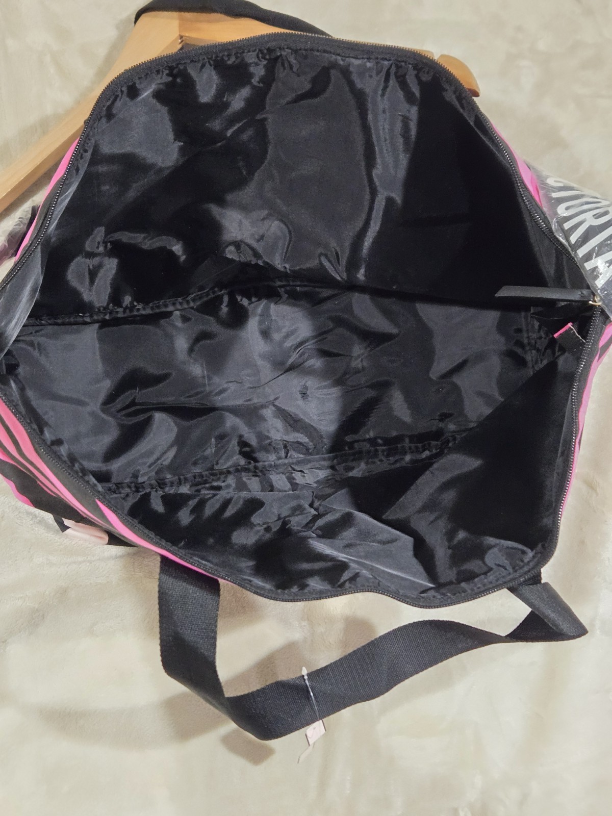 Victoria’s Secret Pink Canvas Bag Expandable Weekender Tote Beach Striped NWT