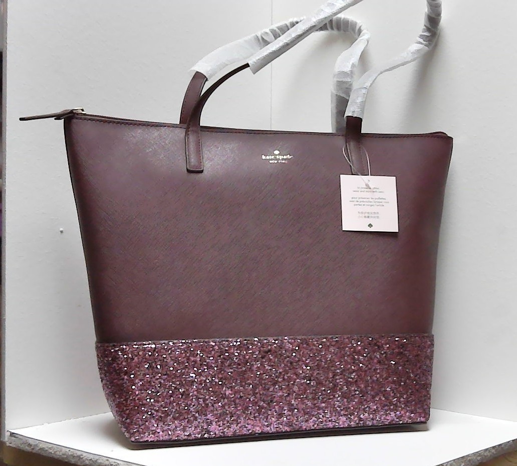 NWT Kate Spade New York Greta Court Glitter Penny Tote Dusty Peony AUTHENTIC