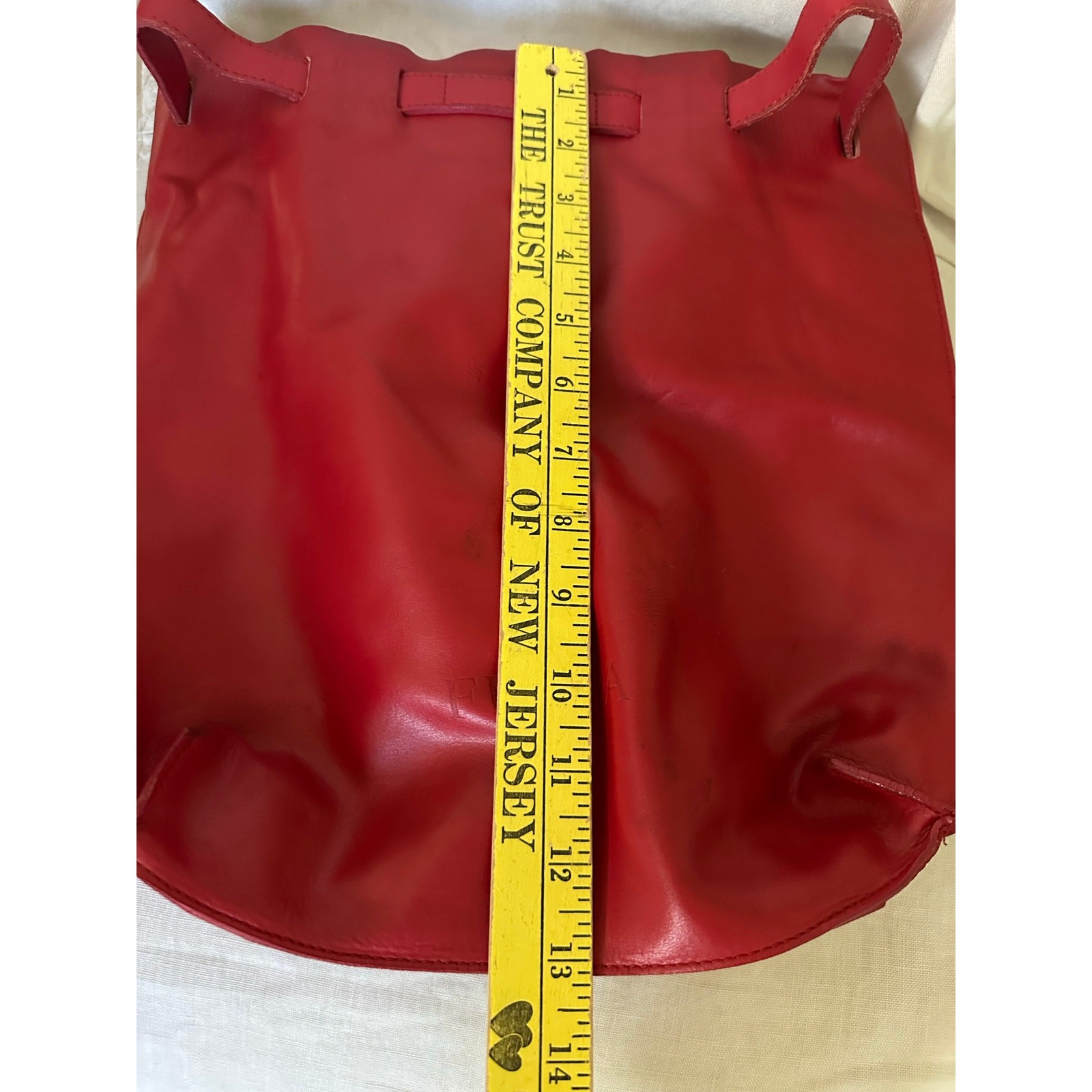 Vintage Furla Red Leather Backpack Italy minimalist drawstring 13×12” bag