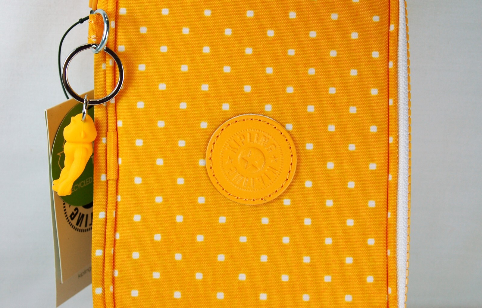 Last One! NWT Kipling 50-PENS CASE “Soft Dot Yellow” & Bag Charm Key Ring STK#A