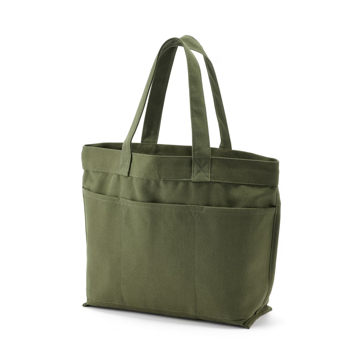 MUJI 100% Cotton Canvas Tote Bag Medium Size Khak Green 31×46×14cm