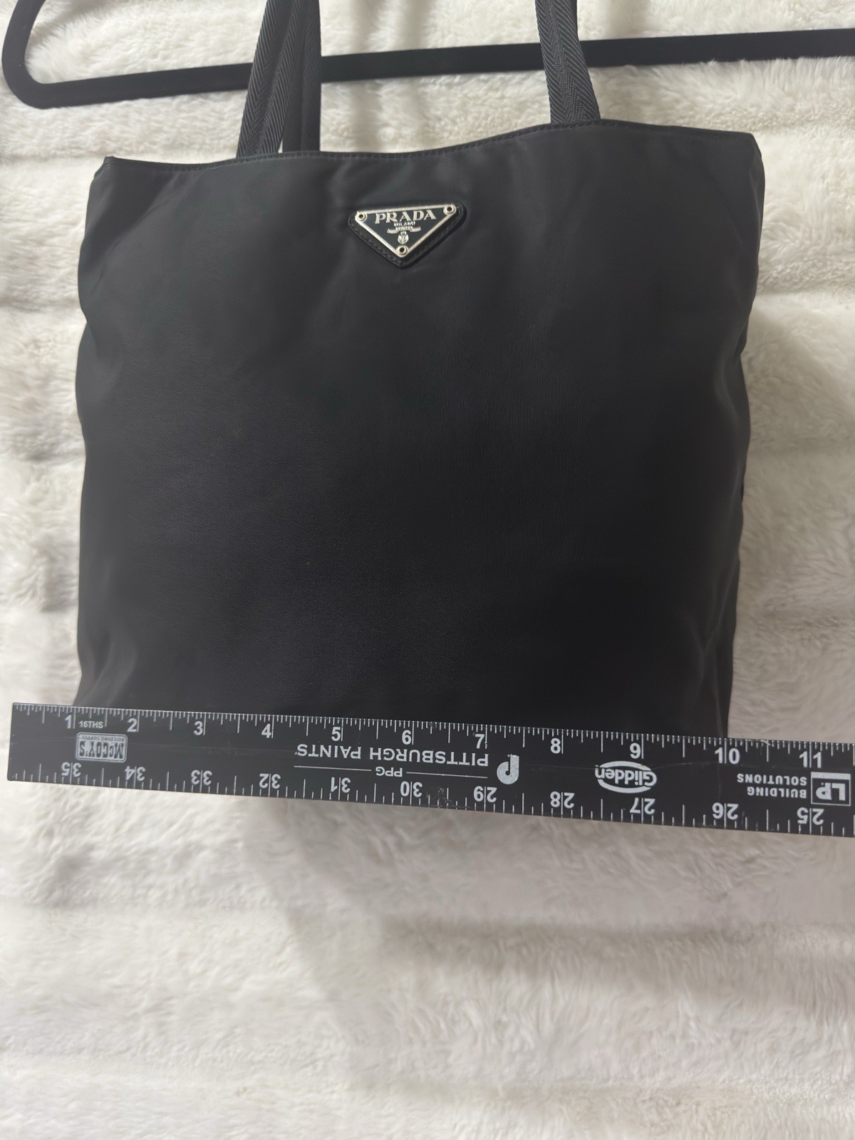 Prada Tessuto Triangle Logo Plate Nylon 2way Black Shoulder Tote Hand Bag