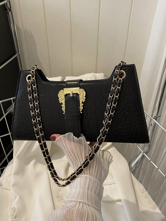 Women’s Stone Pattern Underarm Handbag Small Square Shoulder Purse Fashion Tote