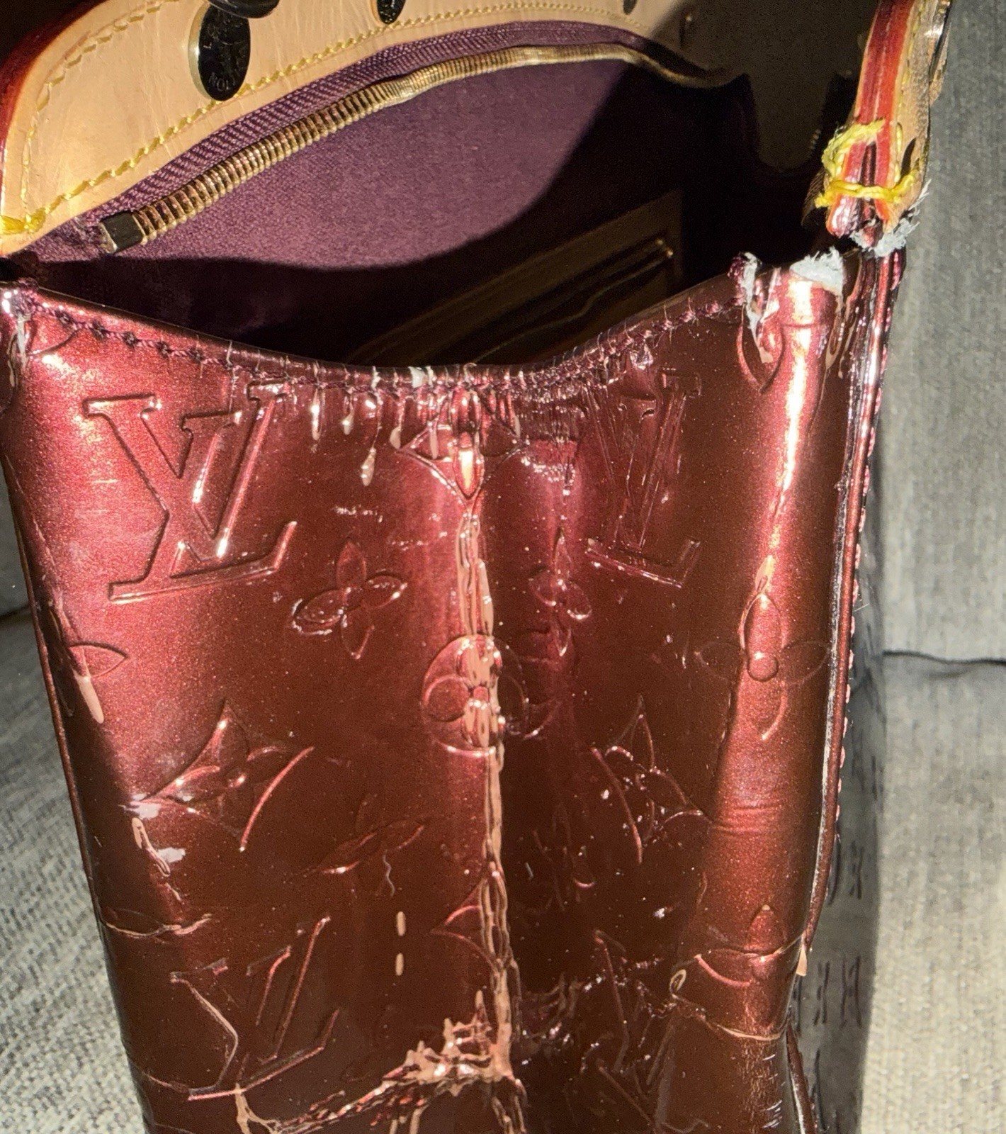 Louis Vuitton Brea MM Amarante Leather Monogram Vernis Bag