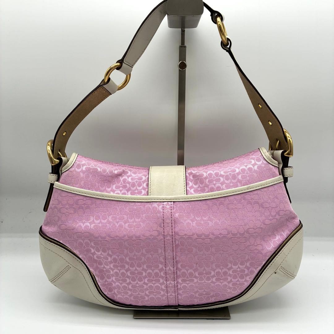COACH Soho Signature Shoulder Bag Pink Canvas Pre-Owned Used 33x19x5 cm