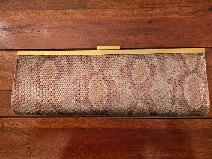 Kate Landry – Evening Clutch Sequin – With Strap – Gold Hardware – Lightly Used