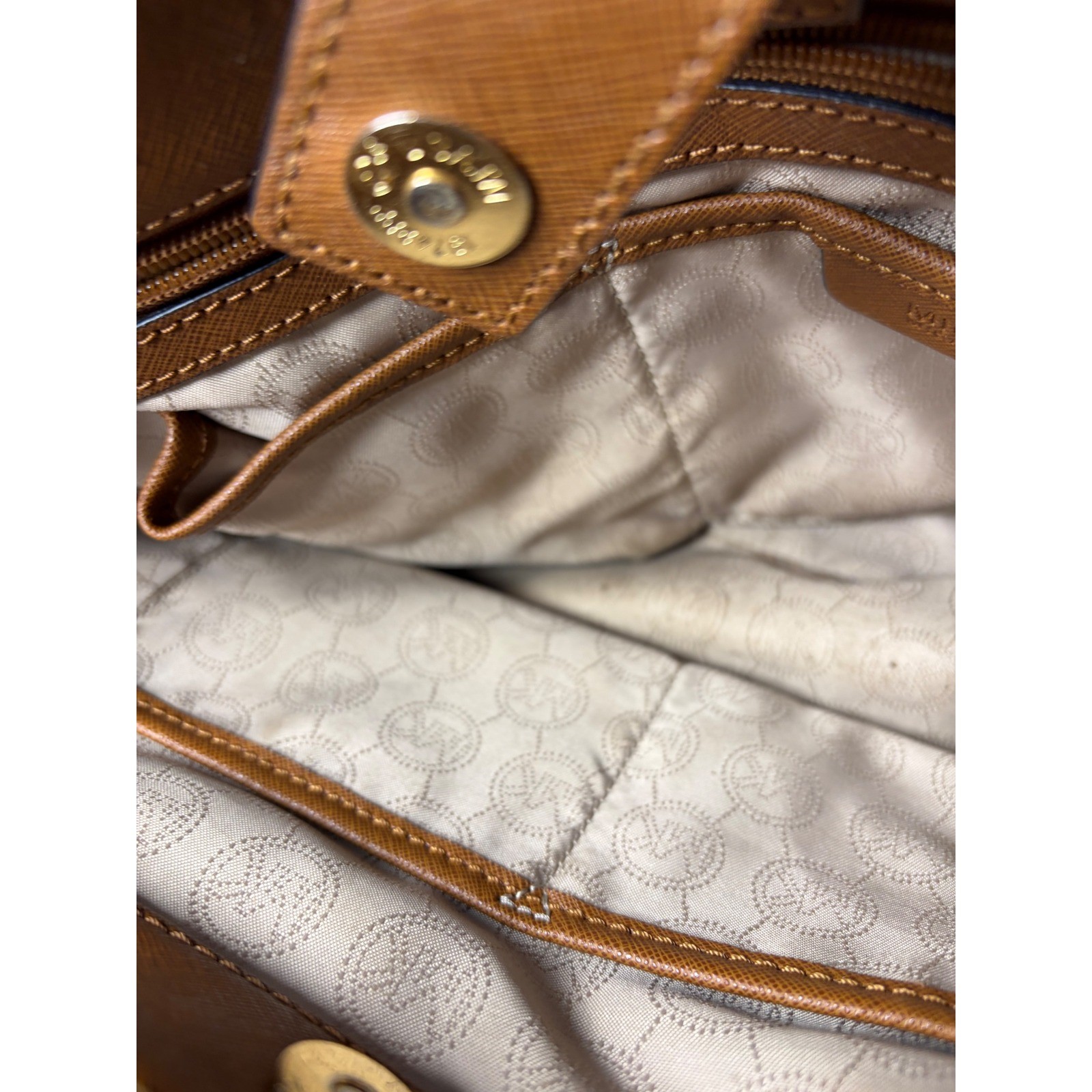 Michael Kors Savannah Satchel Brown Black Saffiano Leather Crossbody Handbag