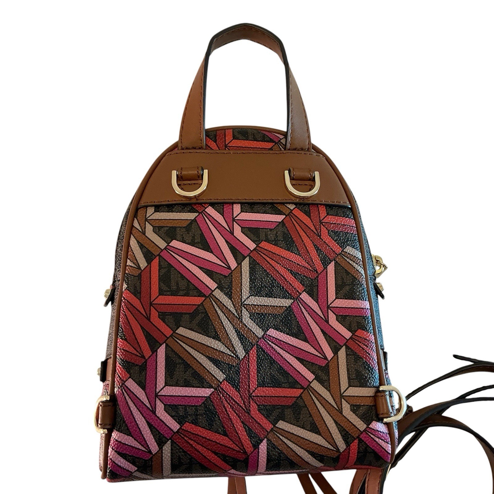 Michael Kors Rhea Zip Brown, Pink, Convertible XS Backpack, Detachable Straps