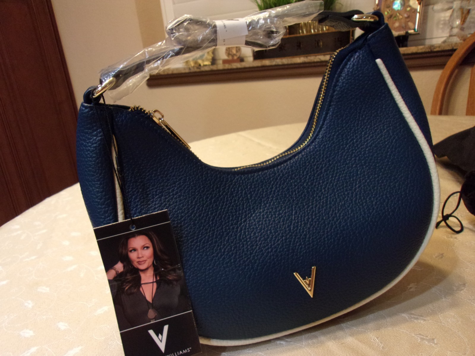 Vanessa Williams Crescent Style Shoulder Bag- Blue- NWT