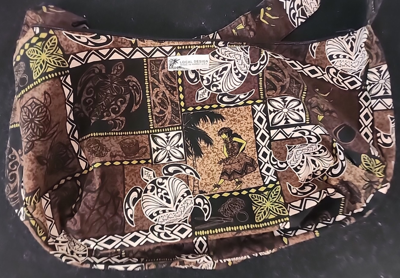 Local Design Hawaii Patchwork Turtle Hula Shoulder Hobo style Bag 25”