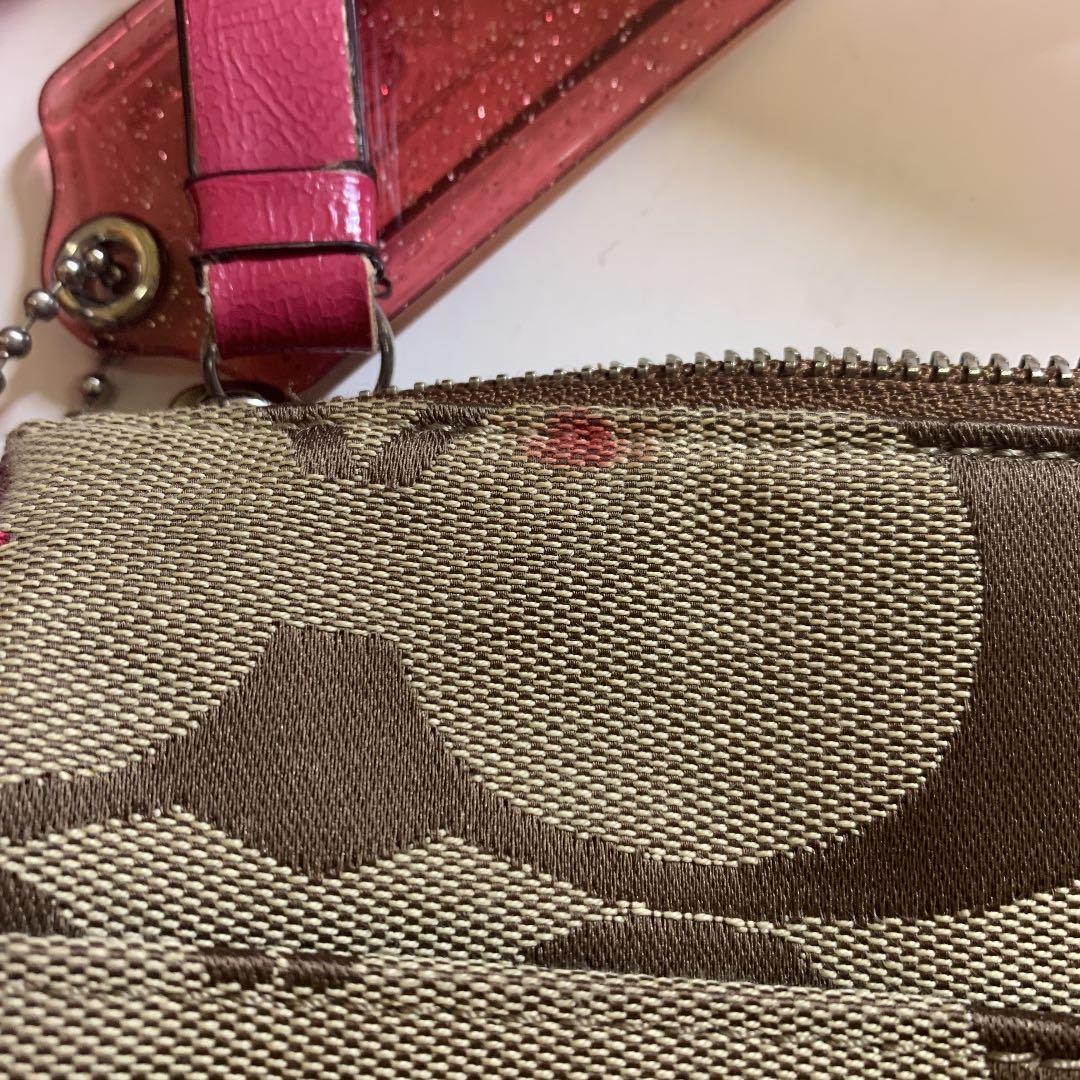 COACH Pink Logo Print Shoulder Bag 24x30cm Adjustable Strap Authentic