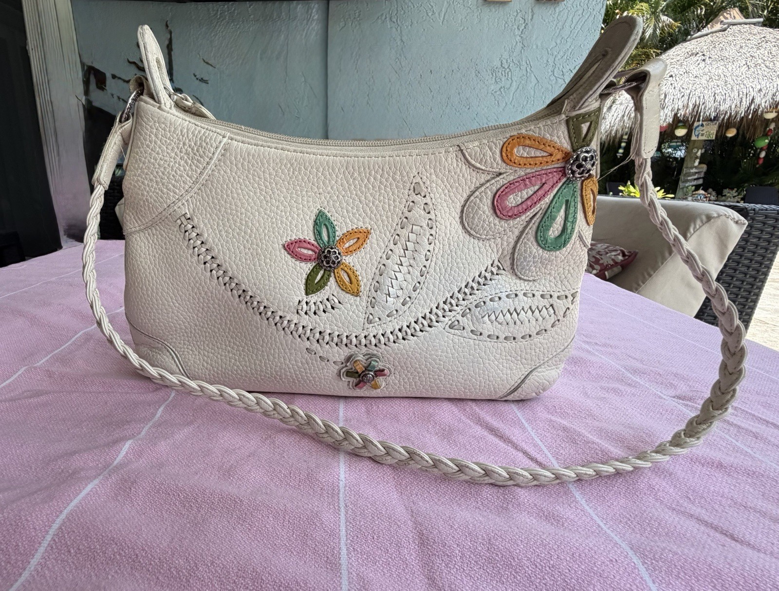Brighton Leather Floral Shoulder Bag Purse