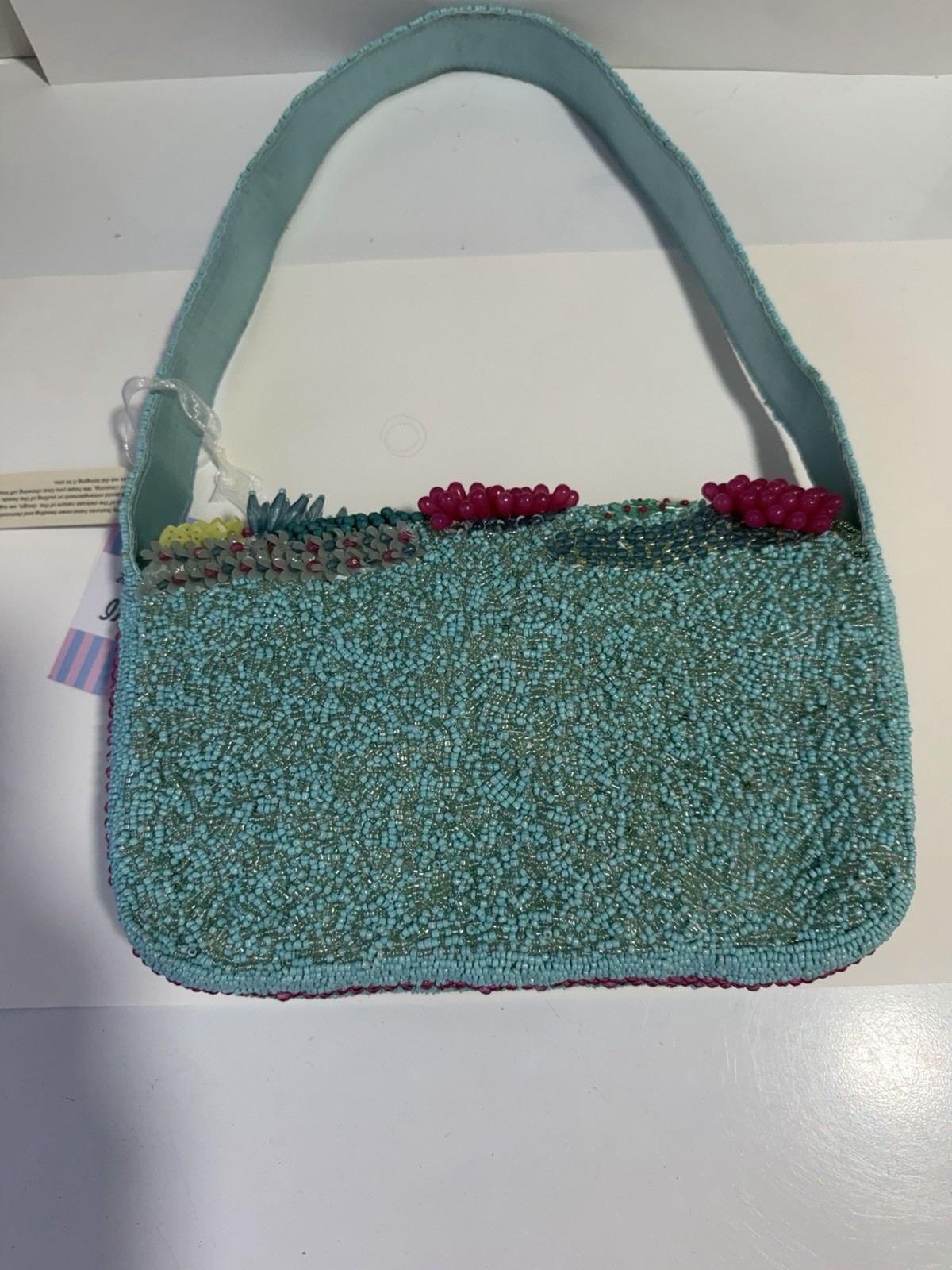 Viral Handcrafted in India Ocean Blue Beaded Bag Inspired In The Sea NWT