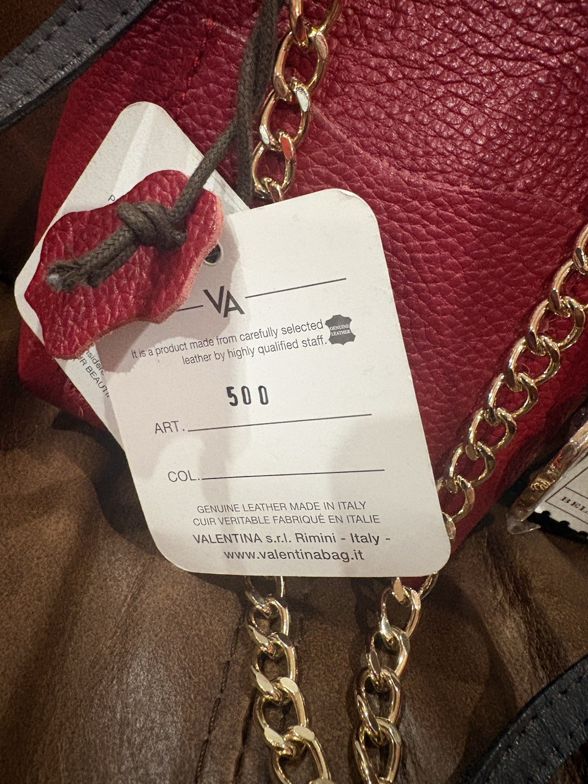 Valentina Genuine Leather Small Crossbody Purse Red NWT Made In Italy