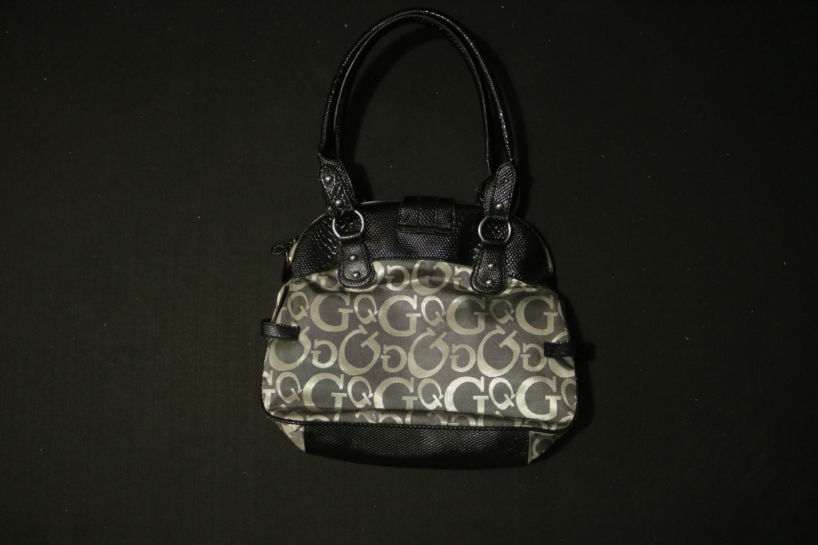 VTG Y2K GUESS Gray Monogram Snake Print Shoulder Bag Large G Logo