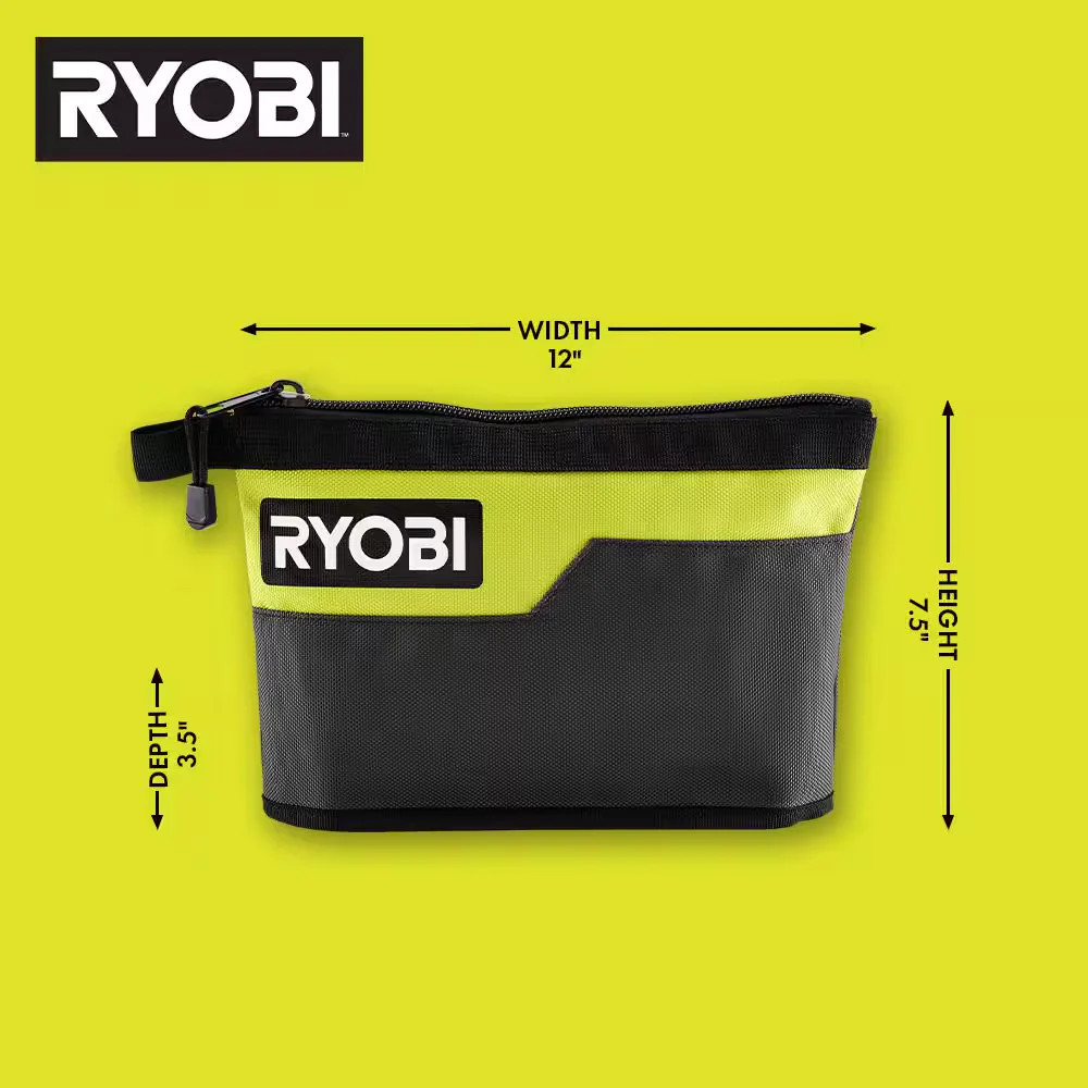 RYOBI 12in Zipper Tool Pouch Storage Bag RHZP01