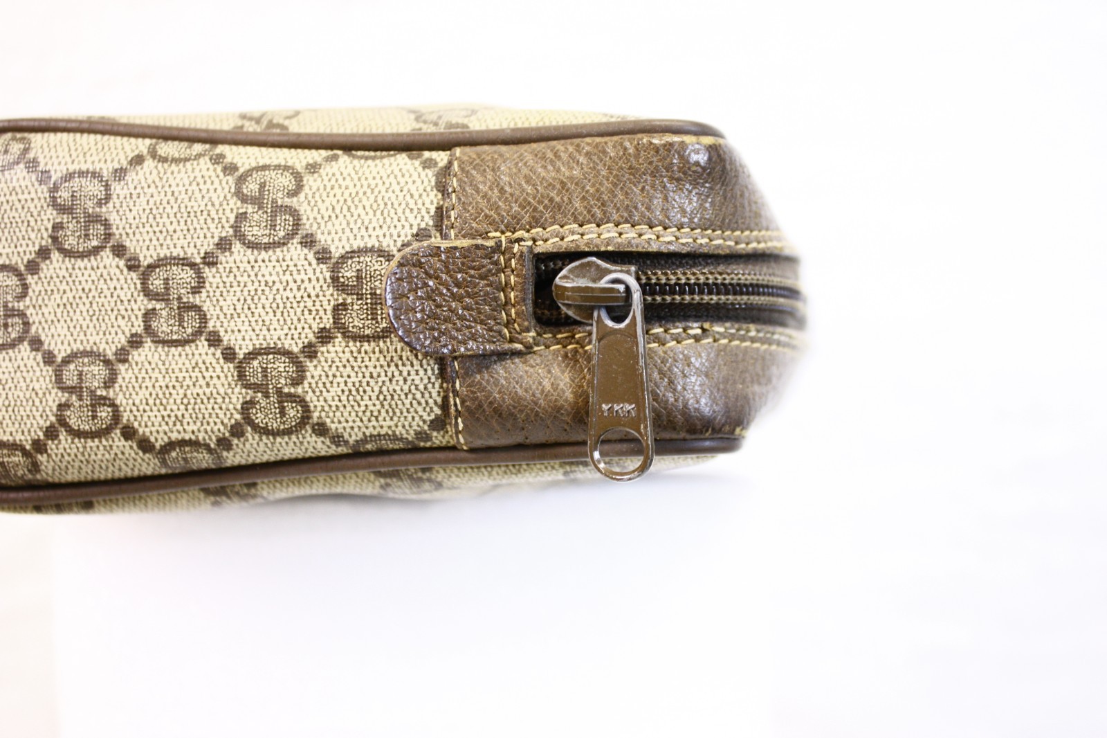 GUCCI GG Supreme Web Sherry Line Clutch Bag PVC Beige Red 89 01 012