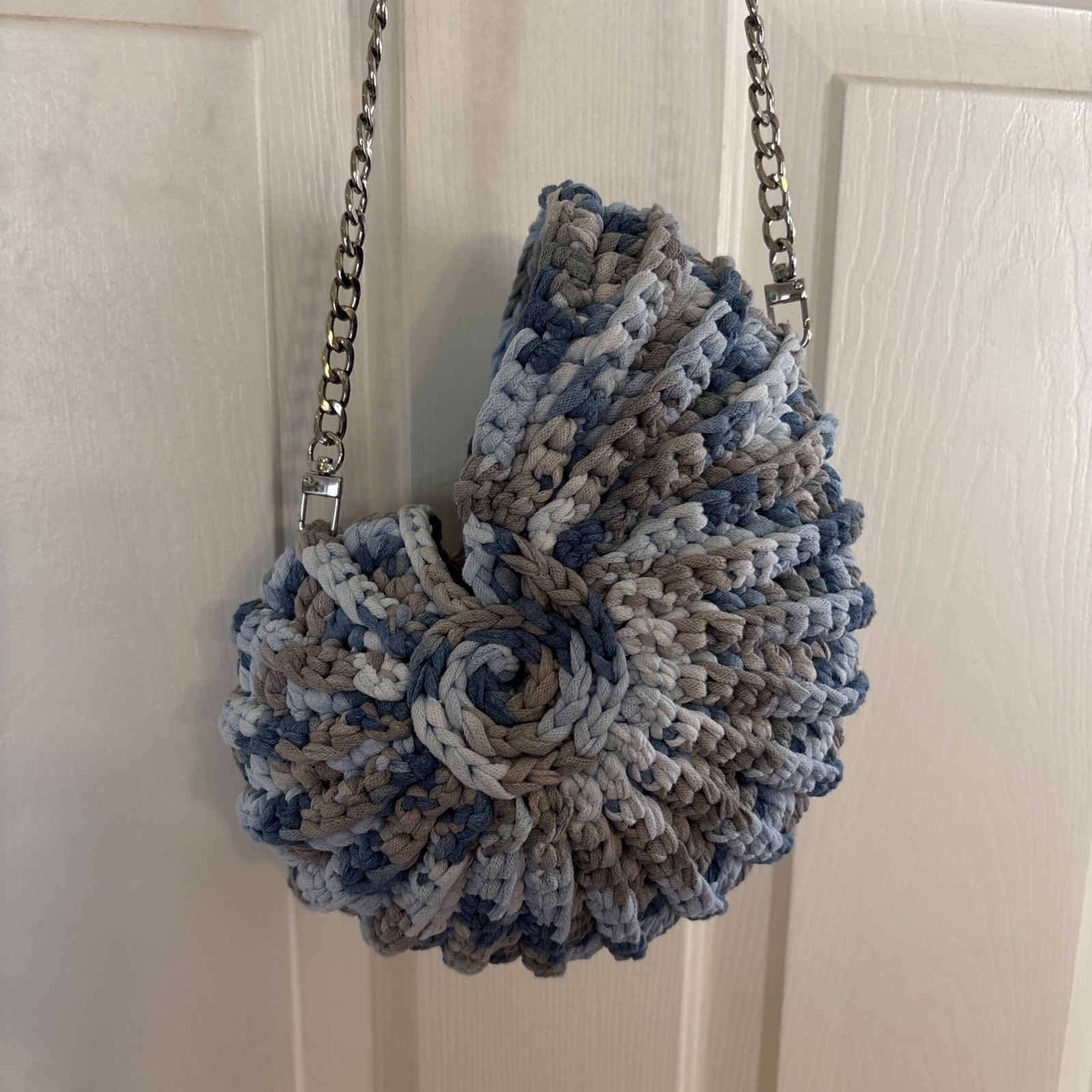 Handmade Nautilus Ammonite Shell Crochet Crossbody Handbag Seaside Ocean Beach