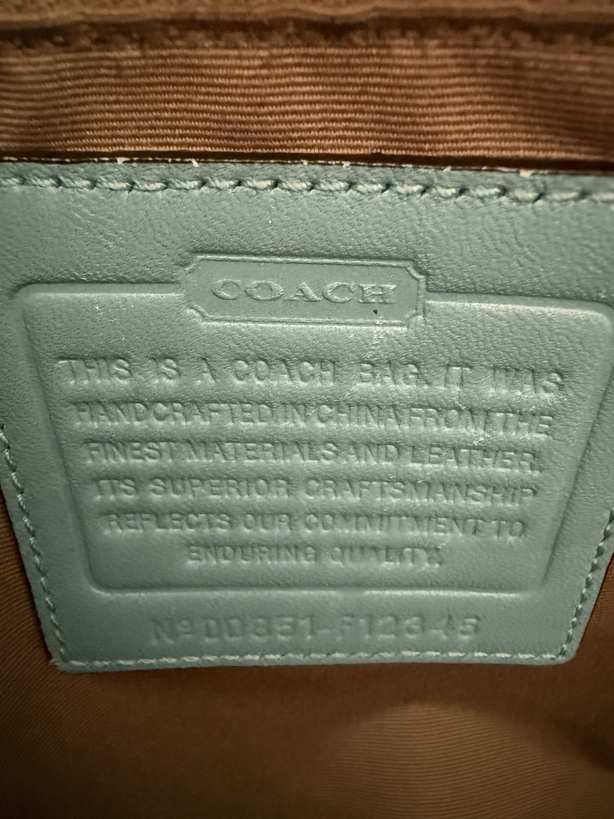 COACH Signature Tote Bag Brown/Green Turn Lock, Silver Hardware Detachable Strap