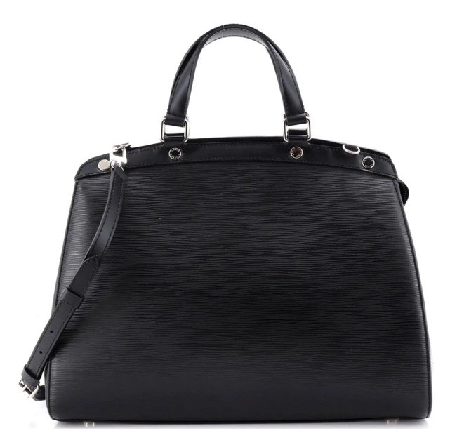 Louis Vuitton Brea MM Epi Noir Black Satchel Top Handle Zip Silver Hardware