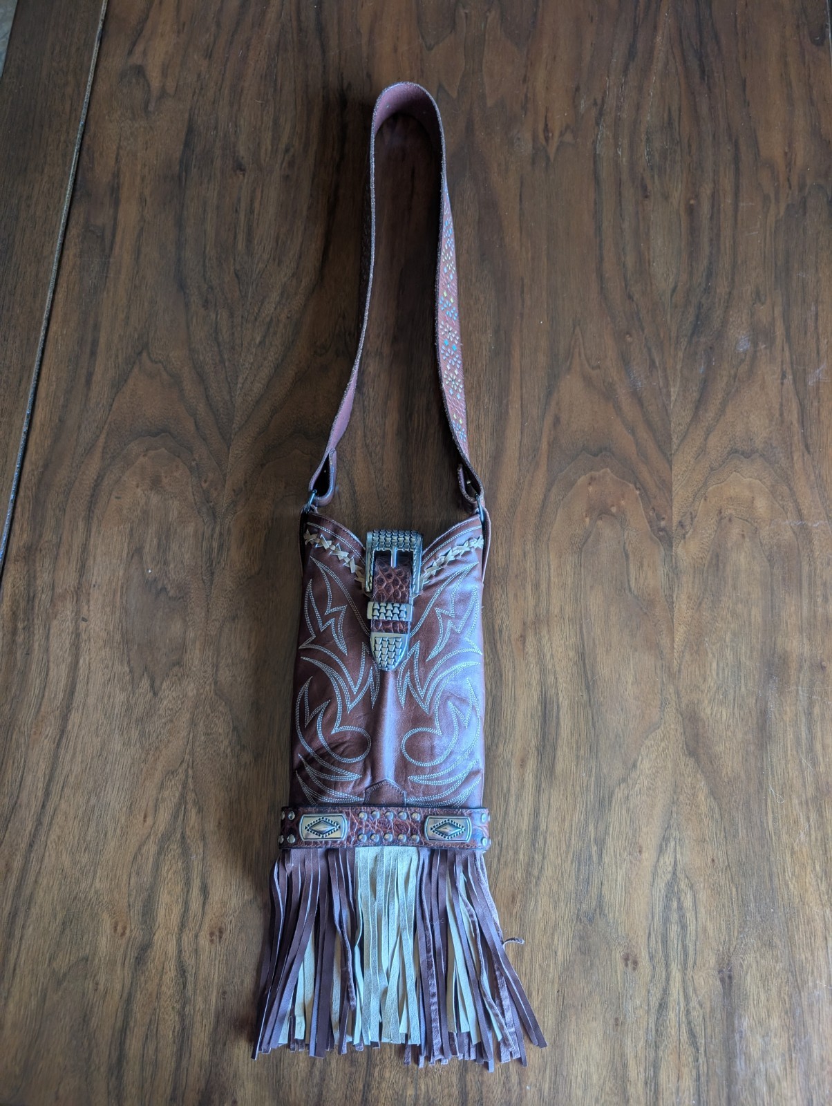 Western Country Purse Bag Small Fringe Rivets Leather Belt