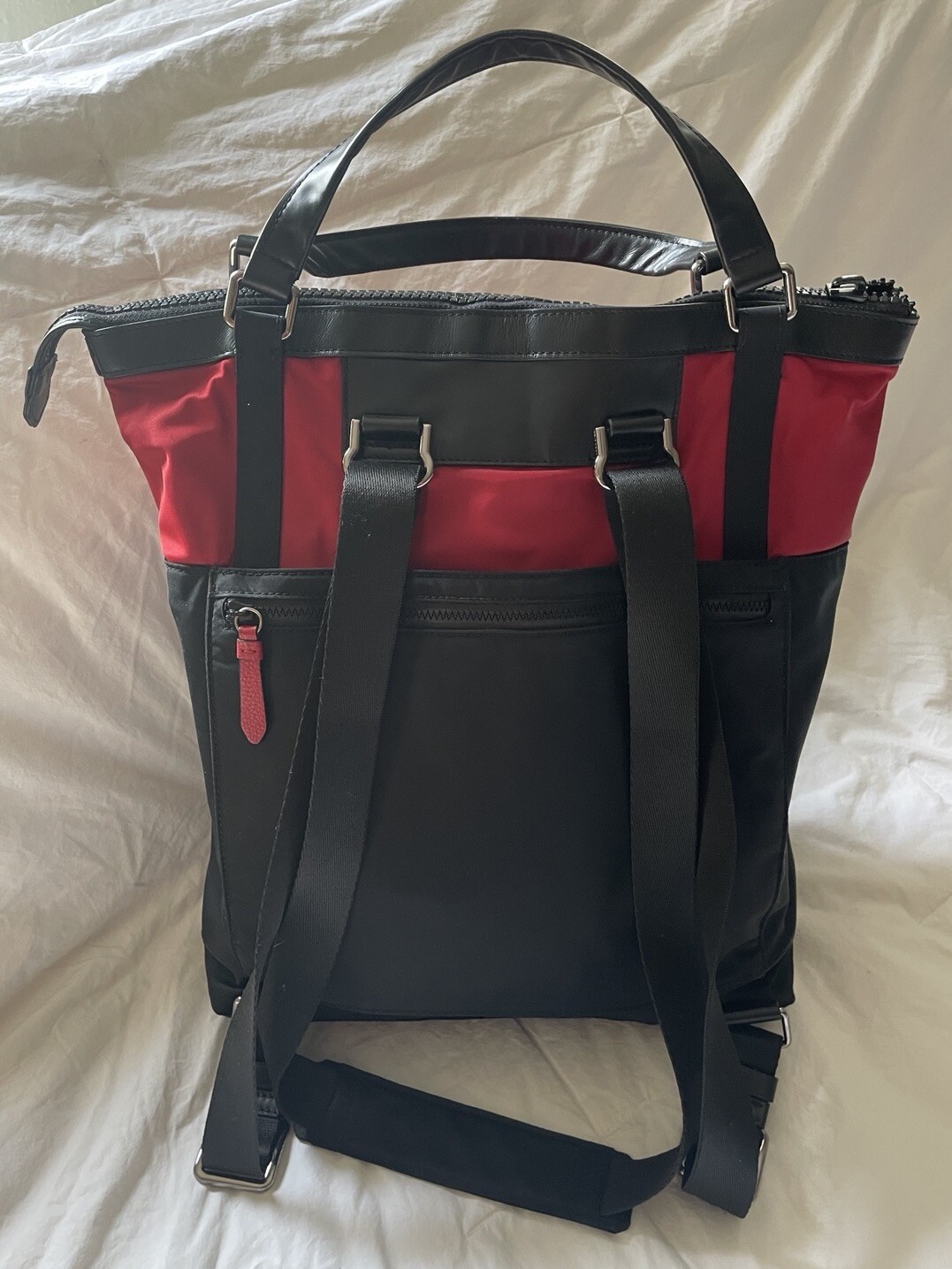 COLE HAAN Two Tone Nylon N/S GRAND SERIES Convertible Tote Bag Backpack-NICE