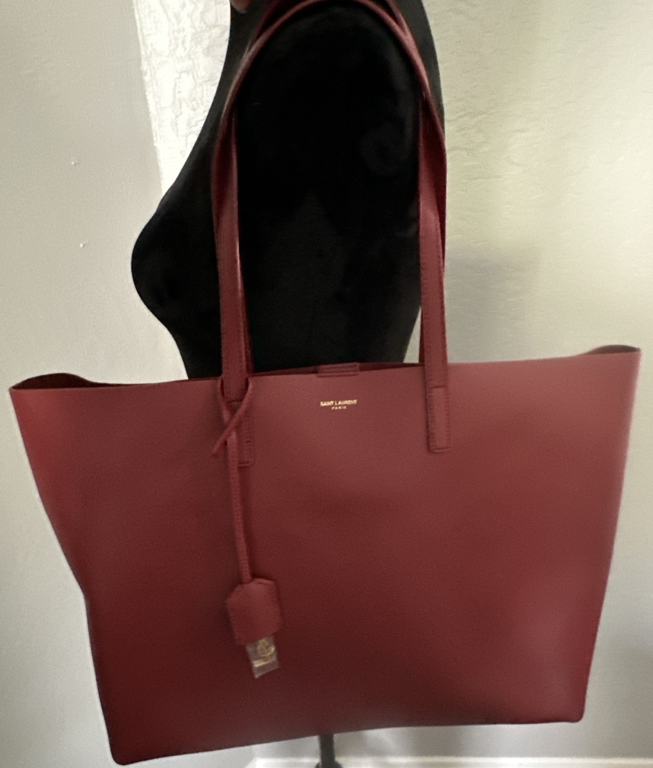 Saint Laurent Shopping Bag East West Tote Smooth Leather Red