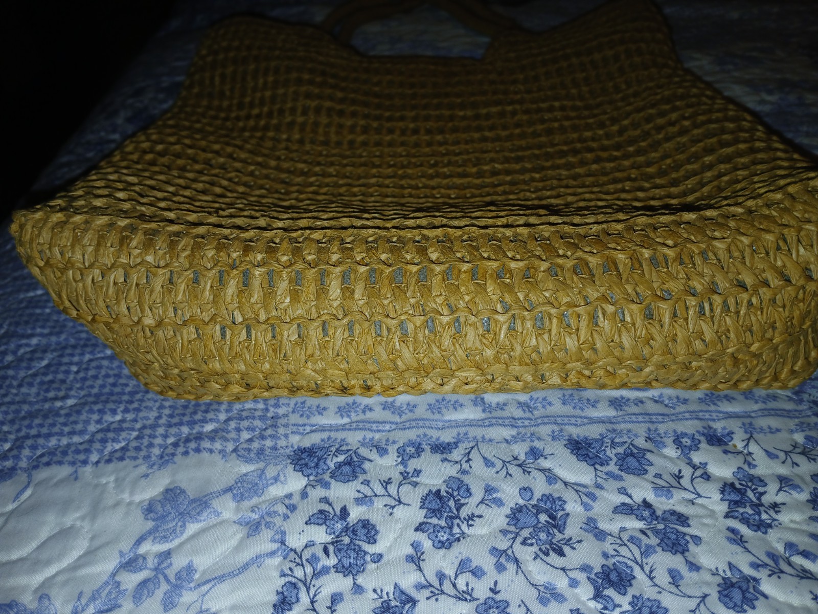 Ratan, Straw Woven Large Zippered Tote Bag, Natural Brown Lined Inside Pocket