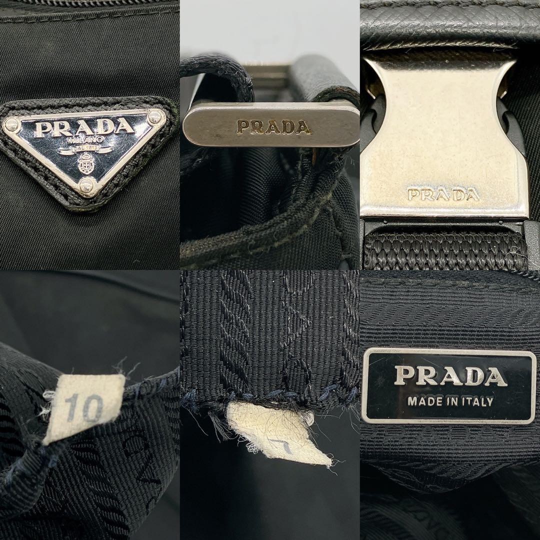PRADA Shoulder Bag Nylon Triangle Logo Plate Black Self Standing From Japan