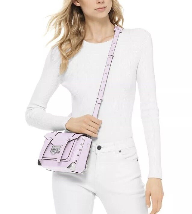 ❤️ Michael Kors Manhattan Leather Lavender Mist/Silver Crossbody