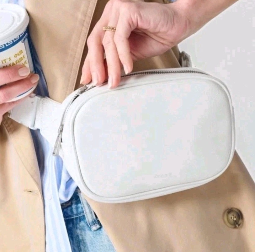 STATE Bennett Fanny Pack White Smooth Leather Crossbody Waist Belt Bag Purse NWT