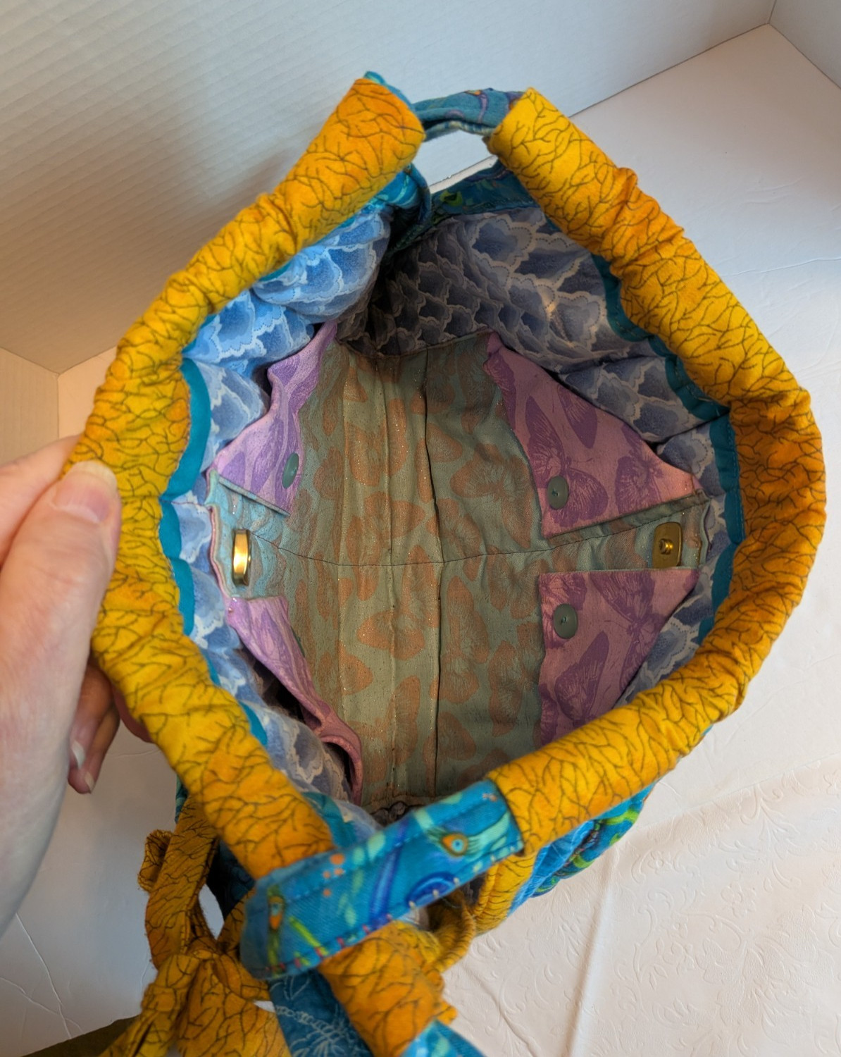 Handmade Fabric Tote Bag Beach Pool Warm Summer Colors 13x 10 Inches
