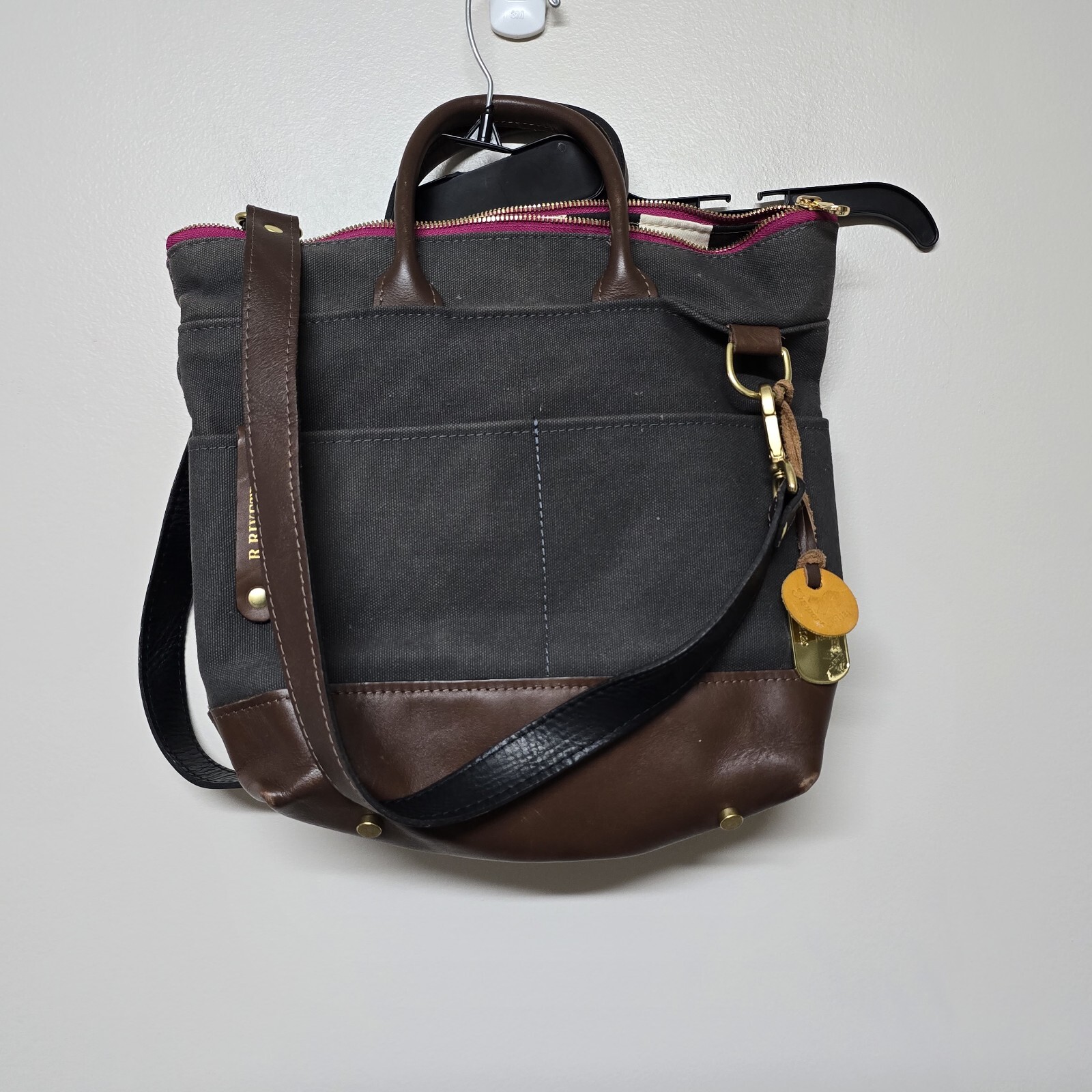 R.Riveter Carry All Canvas Tote Leather Trim Otto Gray