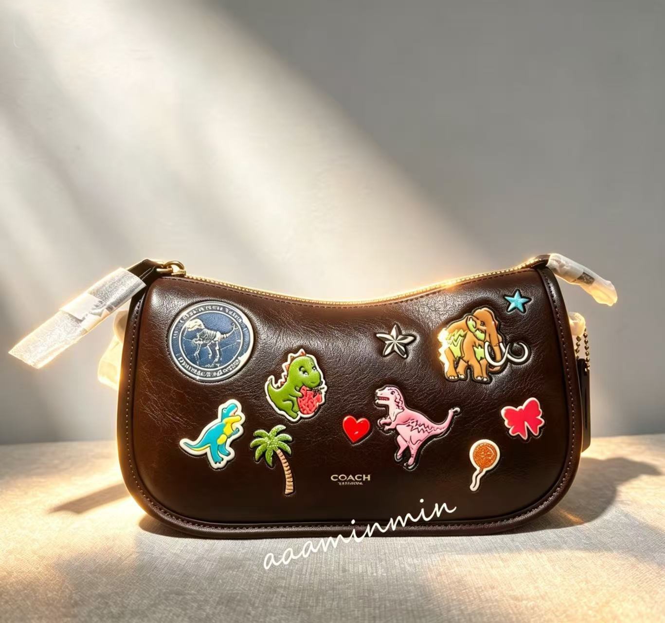 Coach Rexy 10th Birthday Waverly Bag In Loved Leather With Sticker Print CEG41