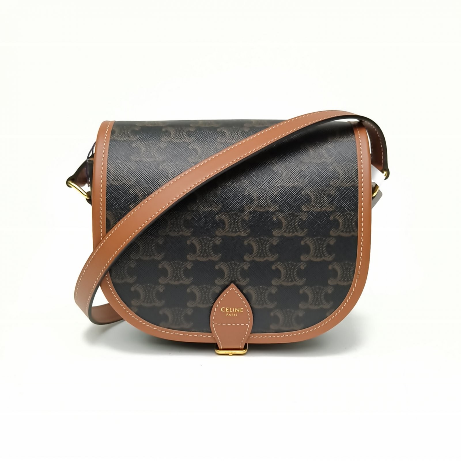 CELINE Folco Saddle Bag, Medium Size, Arc de Triomphe Crossbody Bag