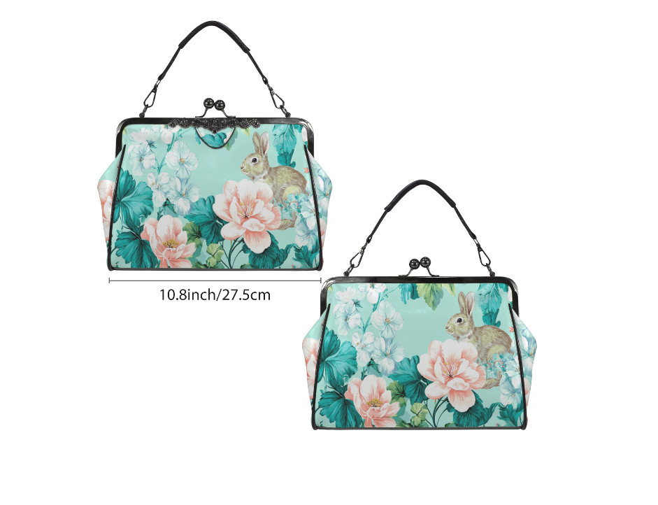 Spring Bunny Rabbit Garden Flowers Shoulder Cross Body Bag Satchel Mother’s Day