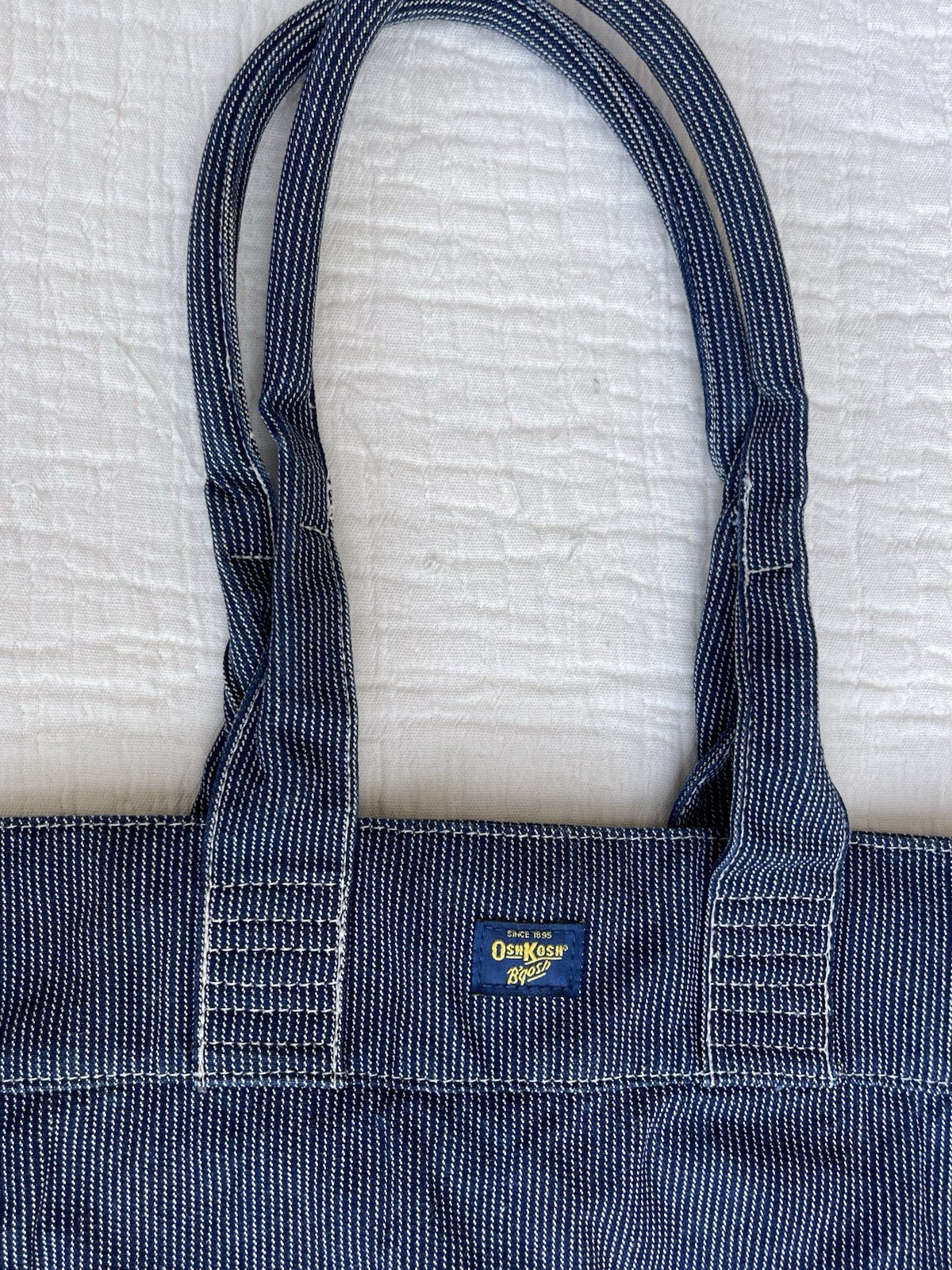 Vintage OshKosh B’gosh Blue Denim Tote Bag Large Cotton Shoulder Shopper USA