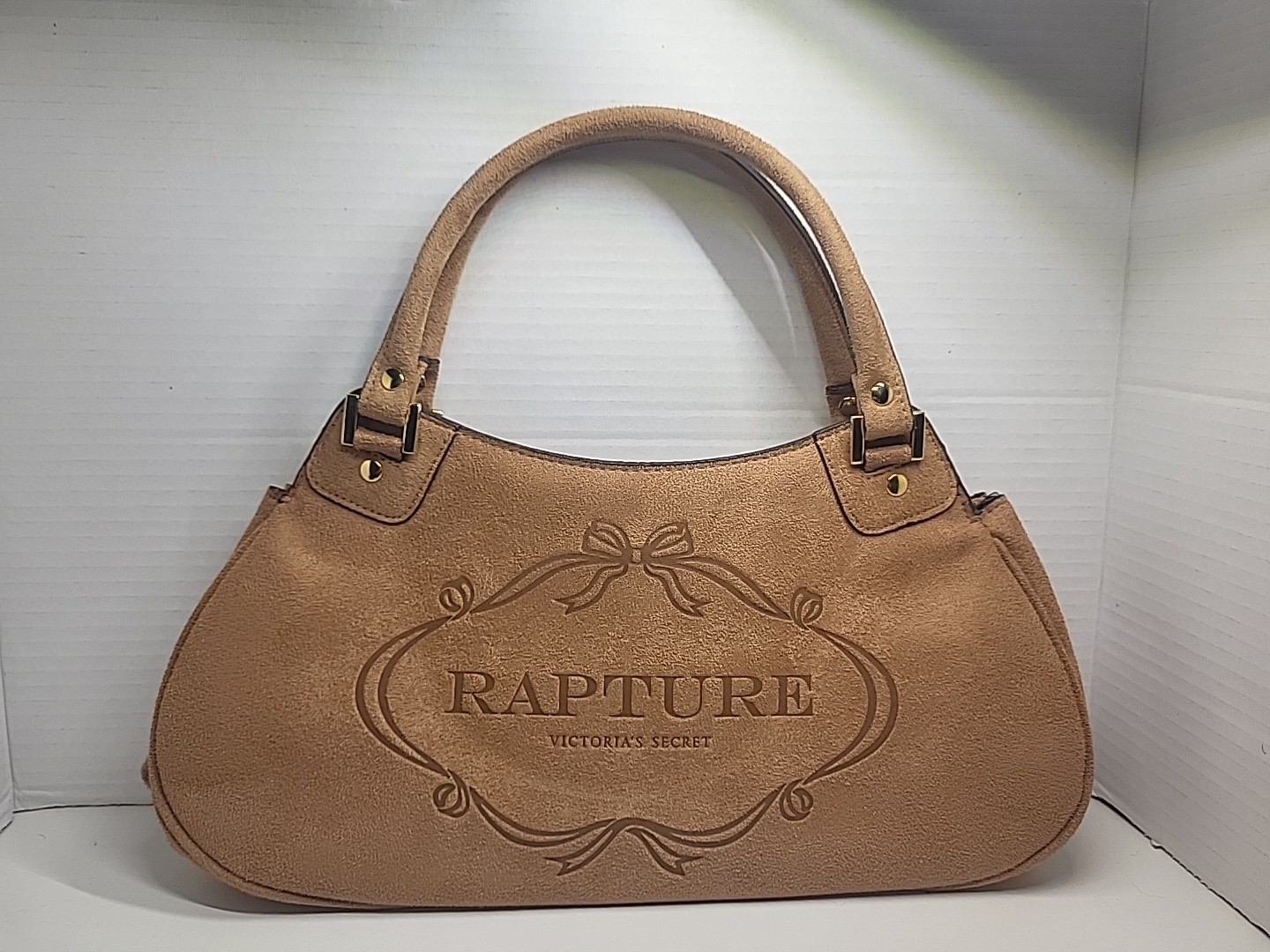 Victoria Secrets Rapture Brown Faux Suede Hobo Shoulder Bag Never Used