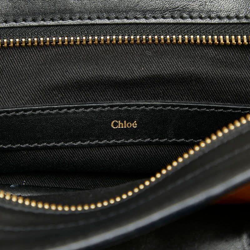 Chloe ALICE Brown Black Leather 2Way Shoulder Bag Tote Gold Hardware 11.4in