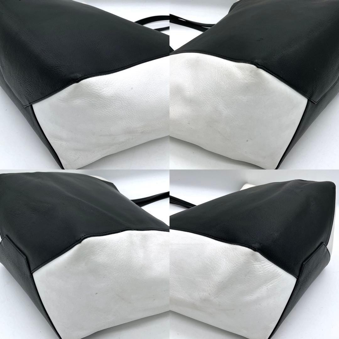 CELINE Tote Caba Phantom Leather Black White Authentic From Japan