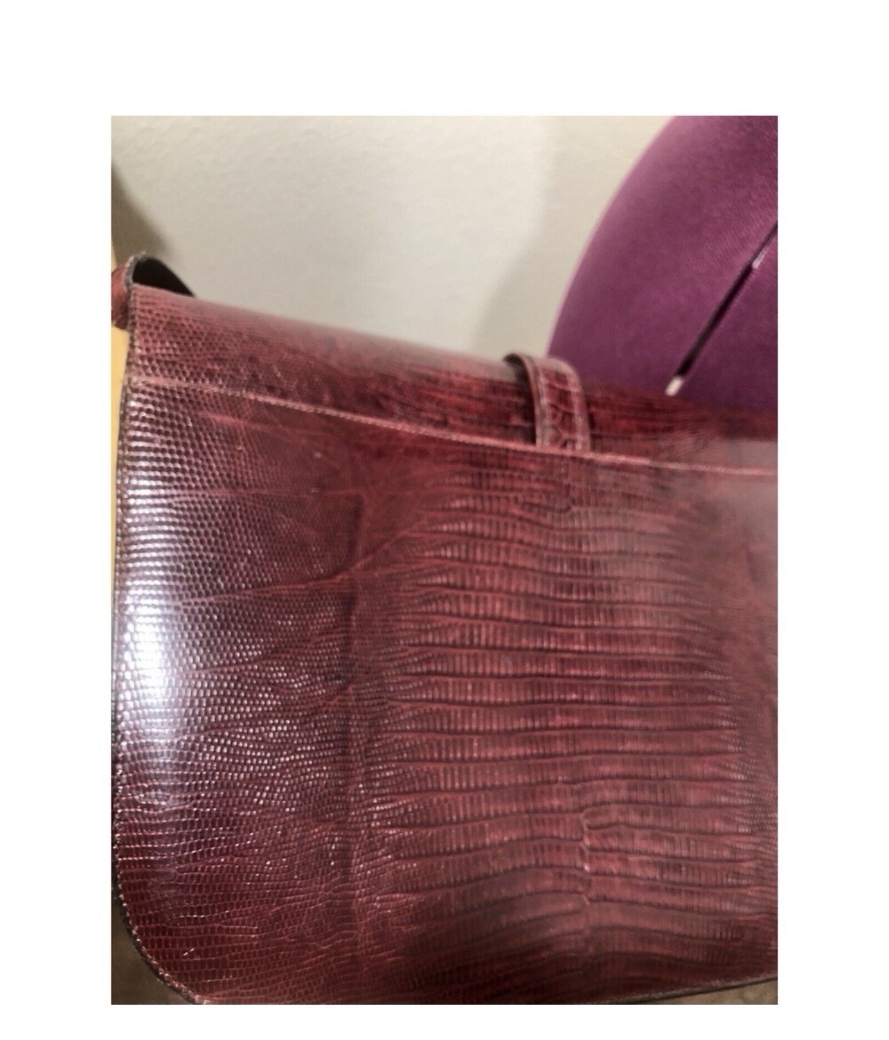 Nina Ricci Vintage Leather Lizard Skin Crossbody Shoulder Bag Purse 70s Designer