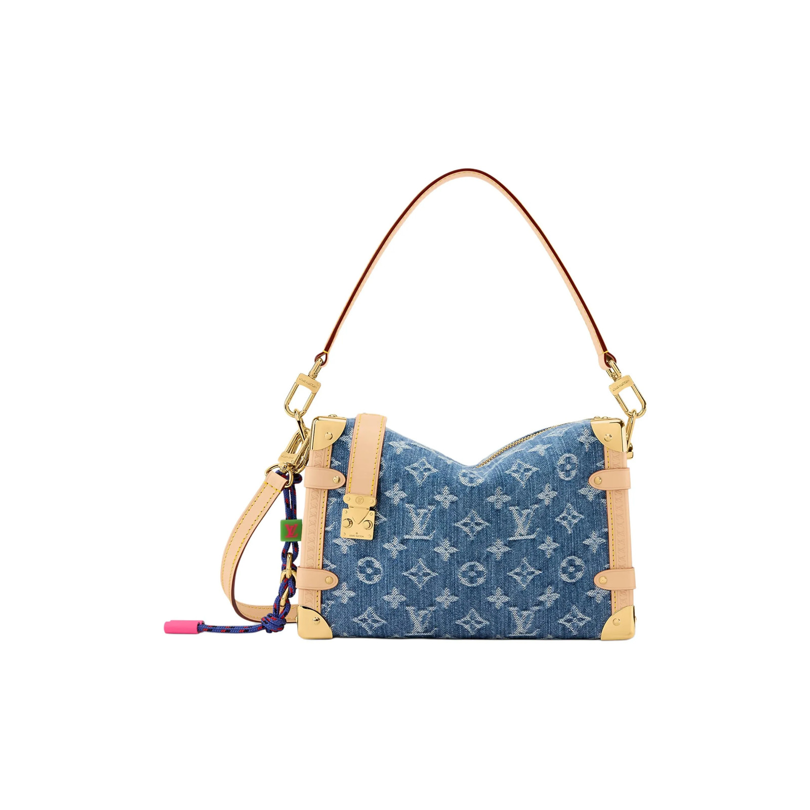 LOUIS VUITTON SIDE TRUNK Fabric Crossbody Bag Medium Women’s Style Blue