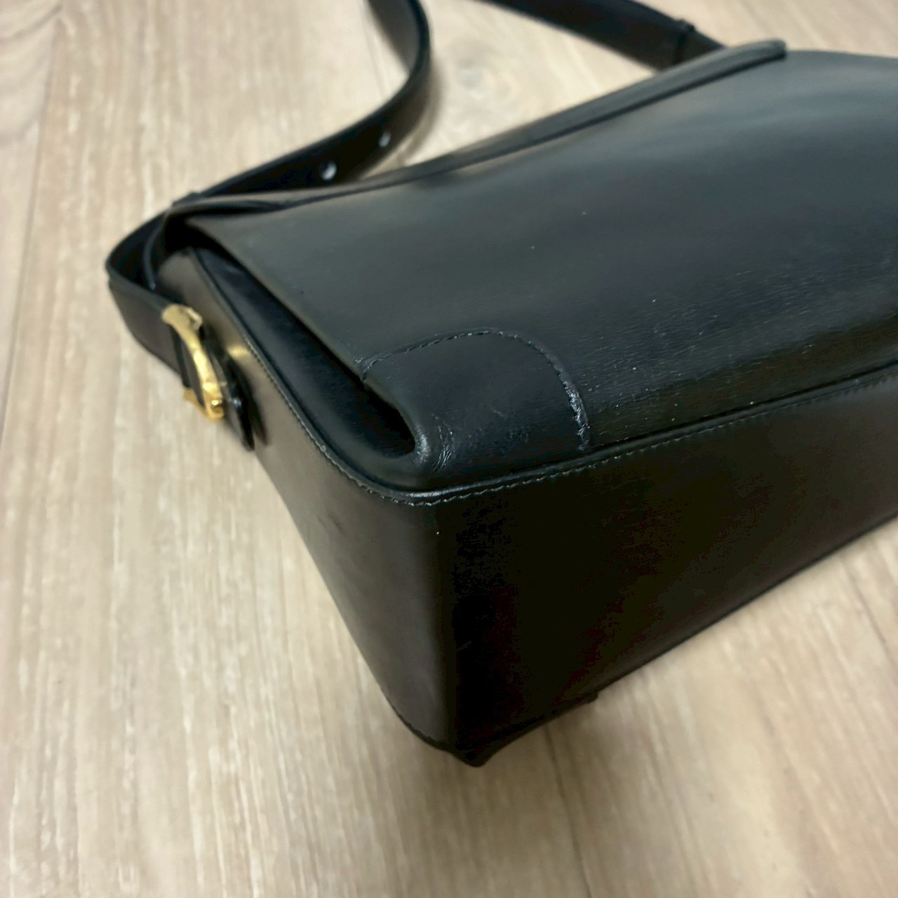 CELINE Vintage Macadam Blazon Black Leather One-Shoulder Handbag Y2K