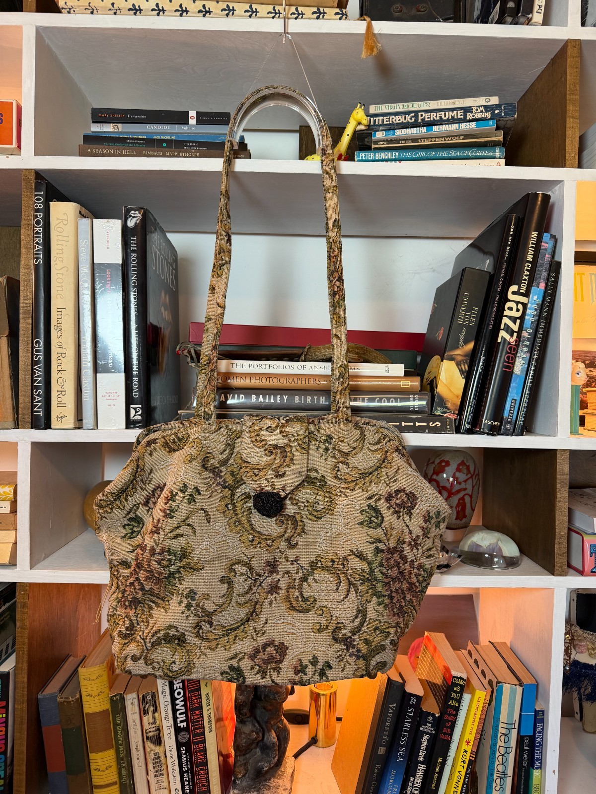 Vintage 80s MITZI Floral Tapestry Carpet Shoulder Tote Bag