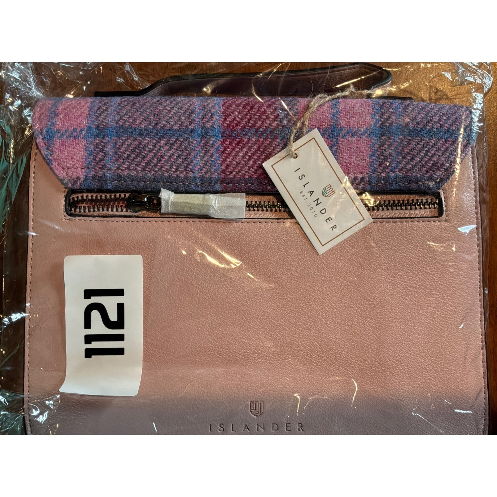 Islander UK Harris Tweed Pink Plaid Wool Satchel Crossbody Bag 2AT300 NEW