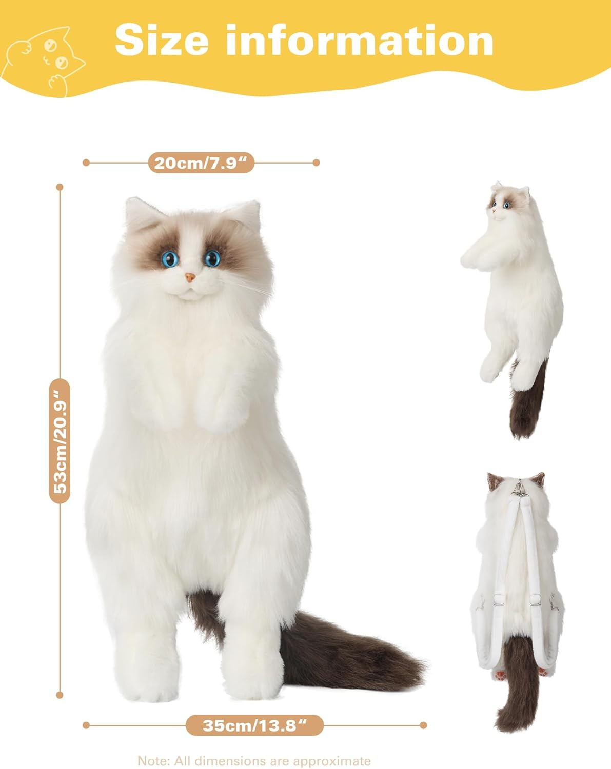 Realistic Cat Backpack – Gift for Female – Carry over Shoulder, Crossbody with A