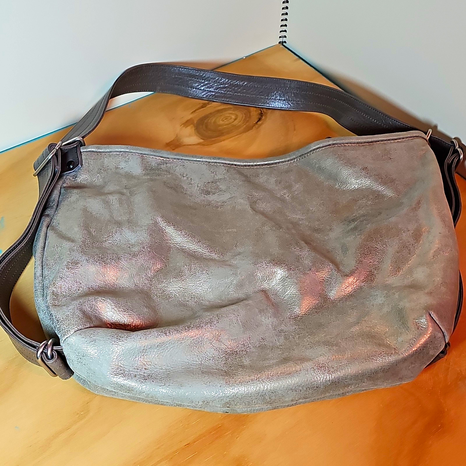 Rough & Tumble Rose On Iron Shoulder Bag Zip Closure, Detachable Strap